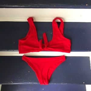 zaful red tie front bikini